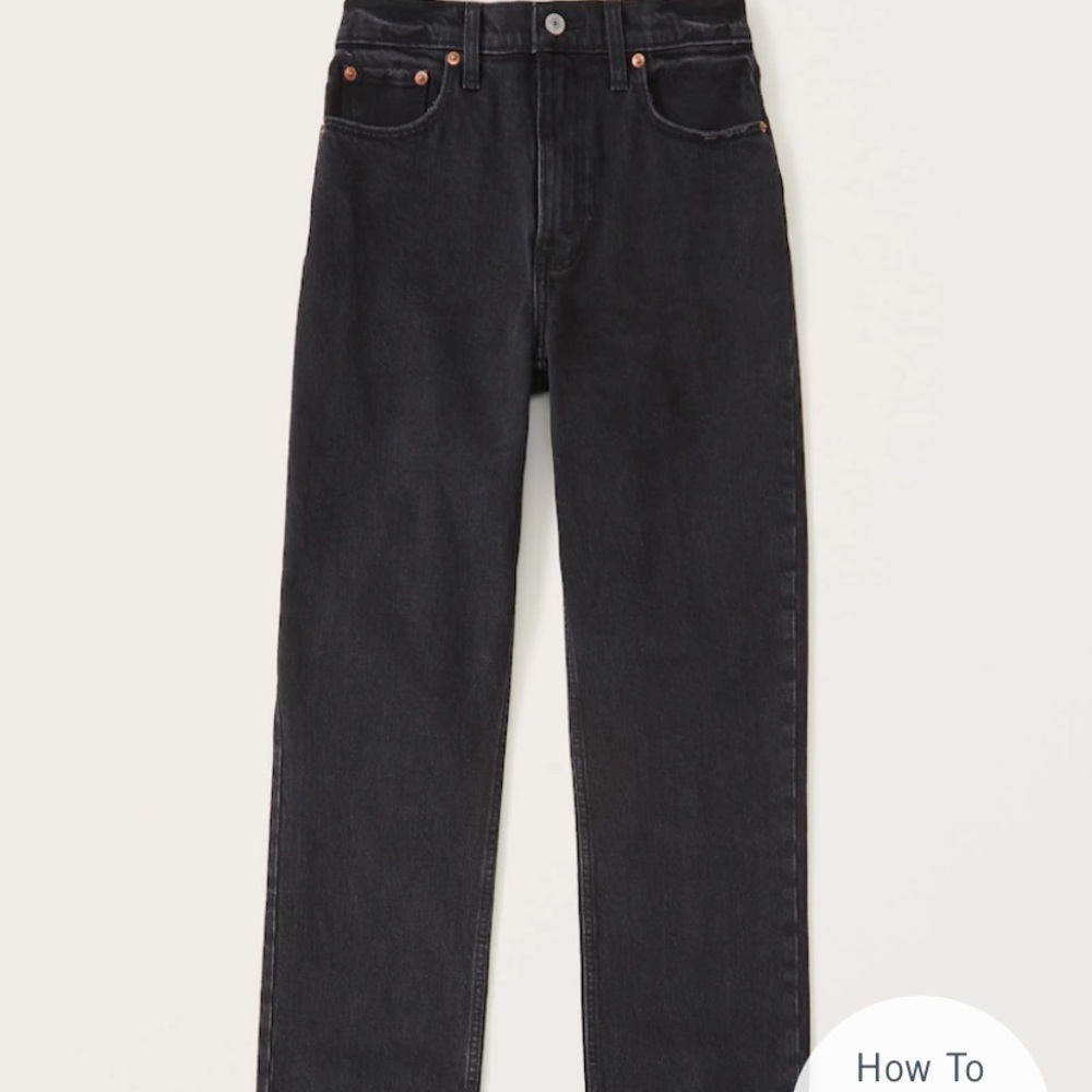 Size 28/6 black abercrombie high waisted straight leg jeans- sold out on website